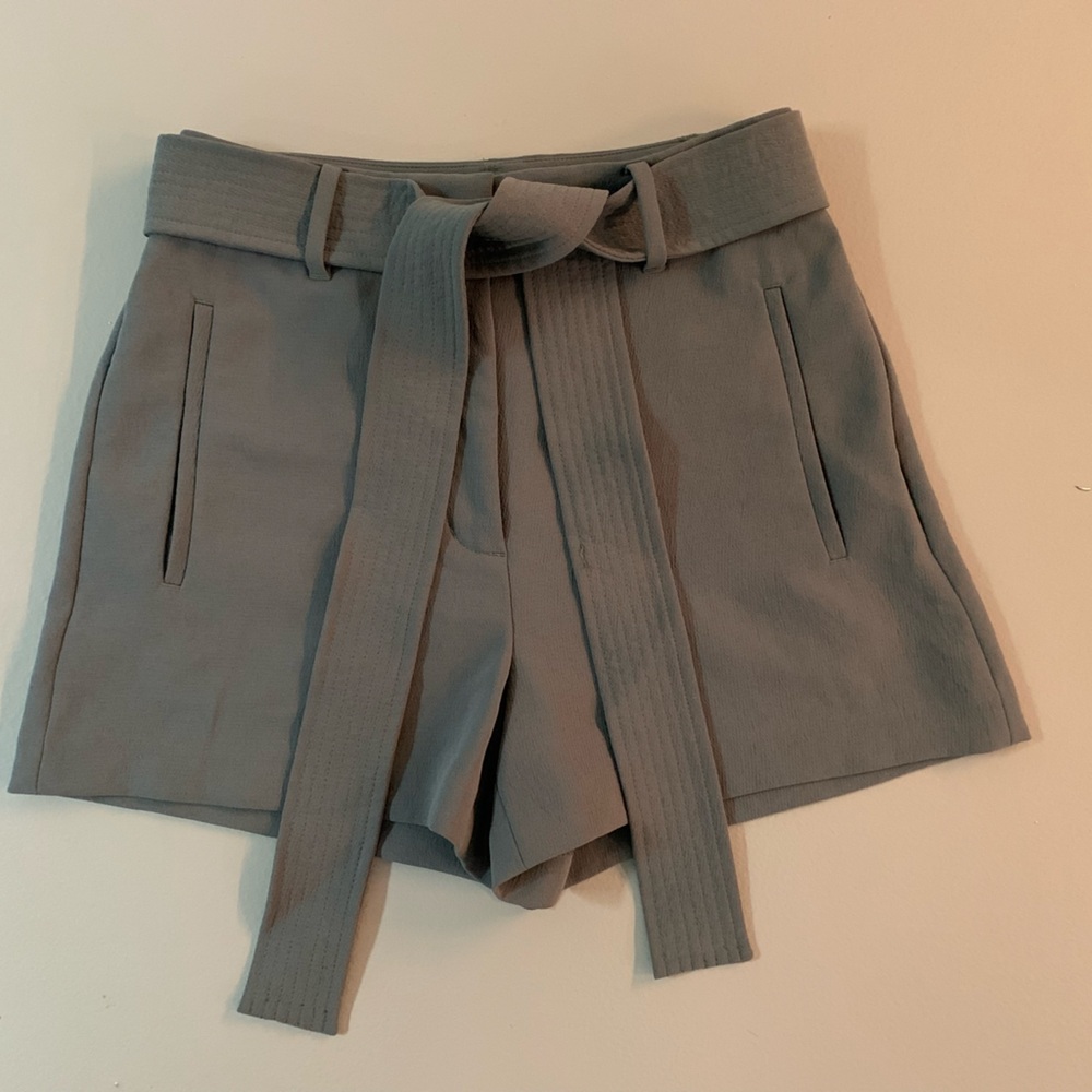 Chic Gray Belted Shorts